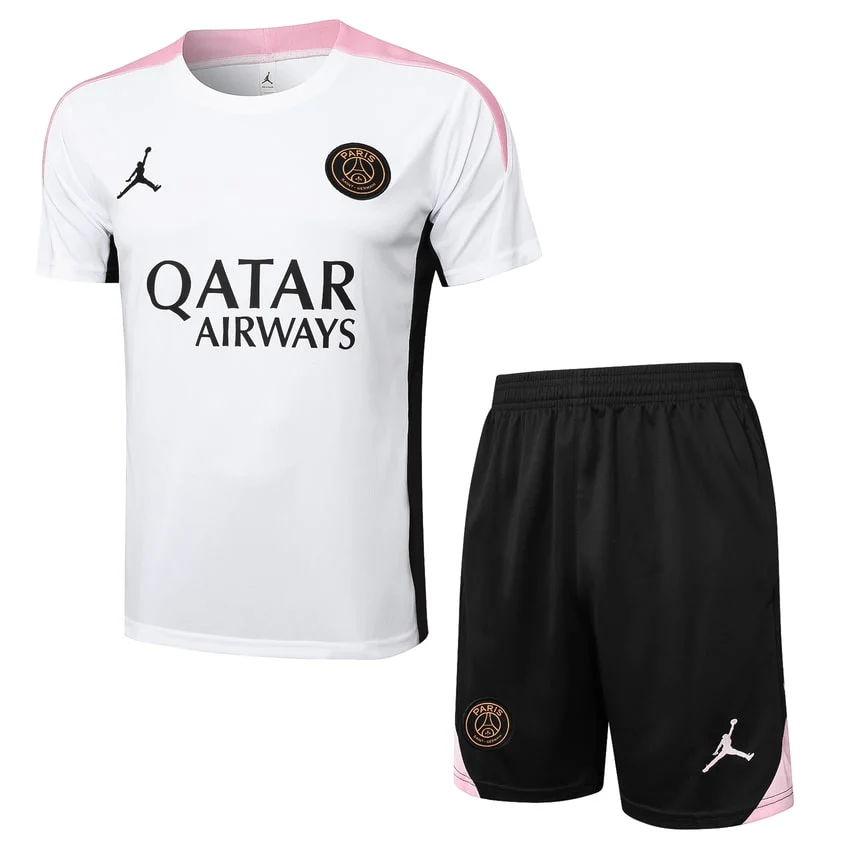 Ensemble Maillot Short PSG 2024 2025 Blanc Rose