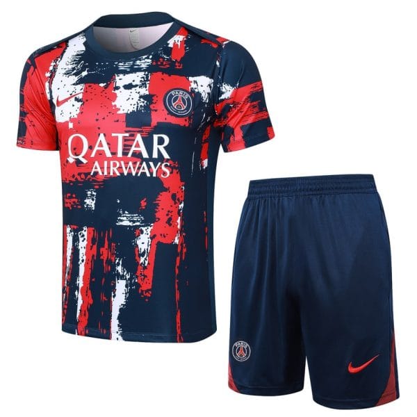 Ensemble Maillot Short PSG 2024 2025 Bleu Rouge