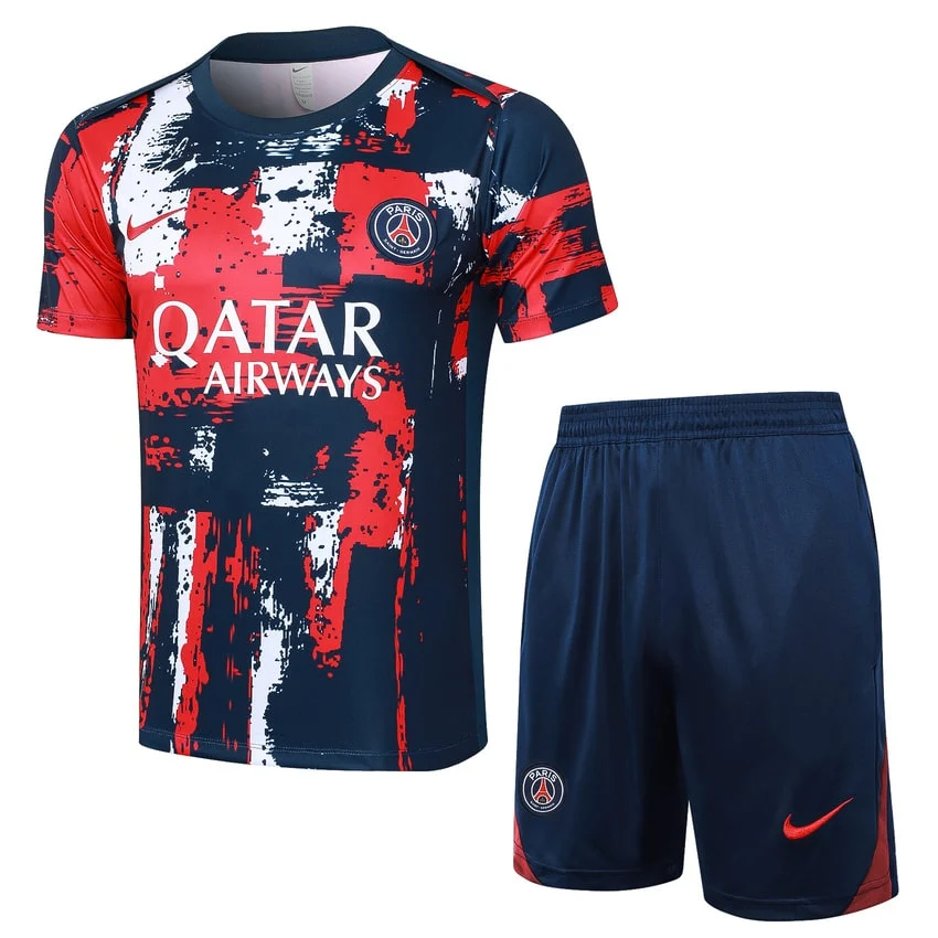 Ensemble Maillot Short PSG 2024 2025 Bleu Rouge