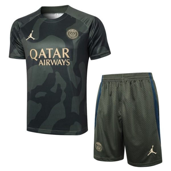 Ensemble Maillot Short PSG 2024 2025 Noir Vert
