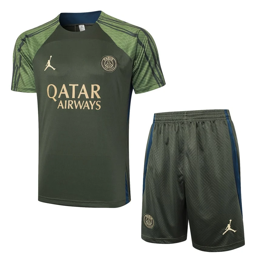 Ensemble Maillot Short PSG 2024 2025 Vert Foncé
