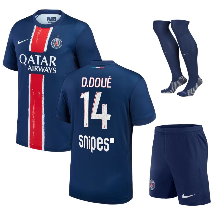 Maillot Kit Enfant PSG Domicile 2024 2025 Désiré Doué 1 Etoile